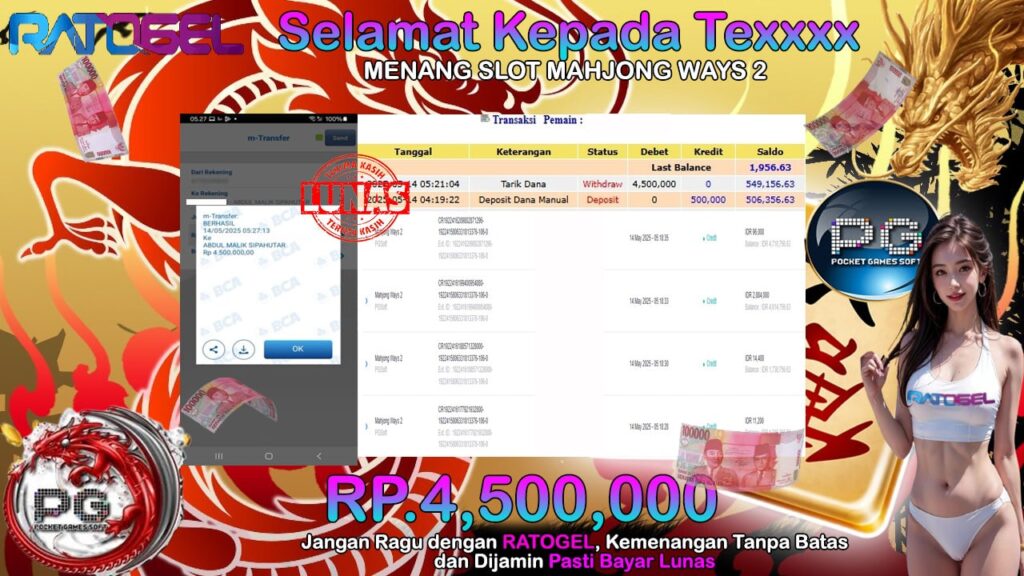 BUKTI JACKPOT SLOT MAHJONG WAYS 2 TERPERCAYA DI INDONESIA TGL 14-05-2025