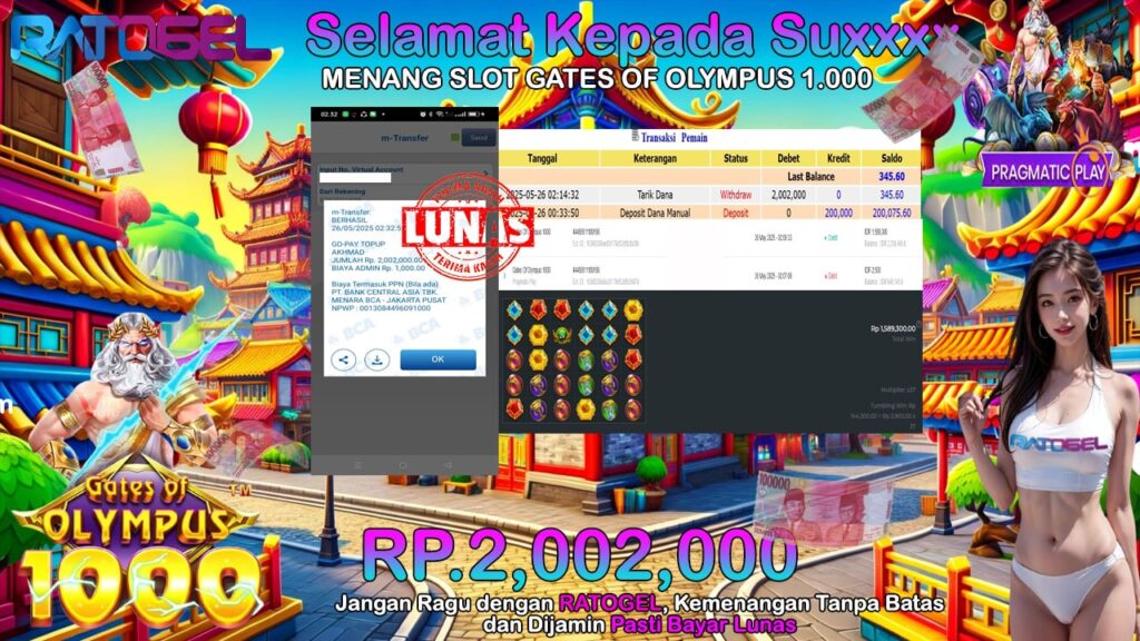 BUKTI JACKPOT SLOT GATES OF  OLYMPUS 1.000 TERPERCAYA DI INDONESIA TGL 26-05-2025