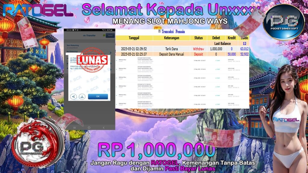 BUKTI JACKPOT SLOT MAHJONG WAYS TERPERCAYA DI INDONESIA TGL 21-05-2025
