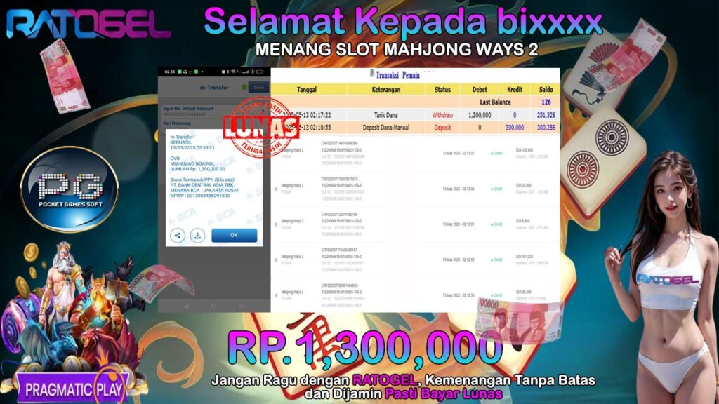 BUKTI JACKPOT SLOT MAHJONG WAYS 2 TERPERCAYA DI INDONESIA TGL 13-05-2025