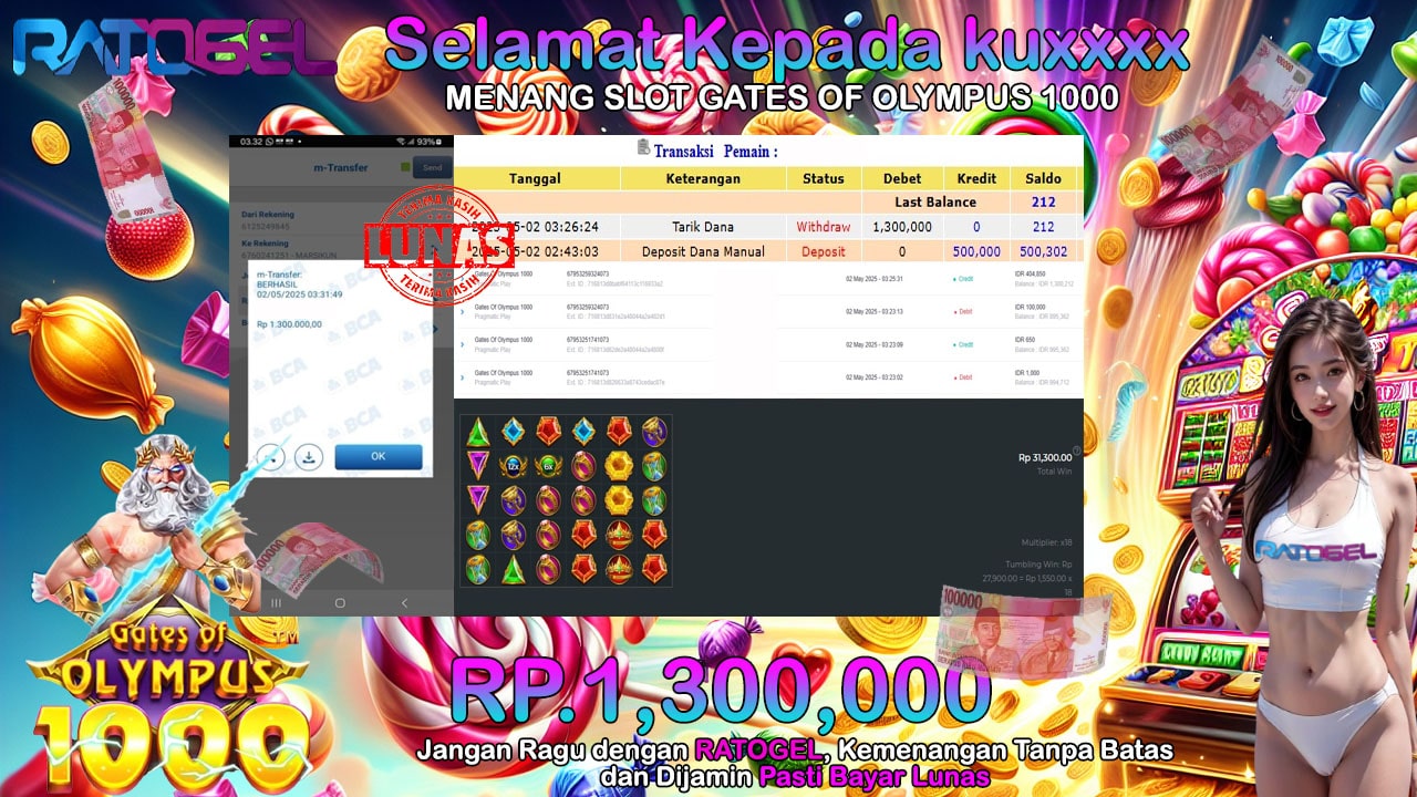 BUKTI JACKPOT SLOT GATES OF OLYMPUS 1000 TERPERCAYA DI INDONESIA TGL 02-05-2025