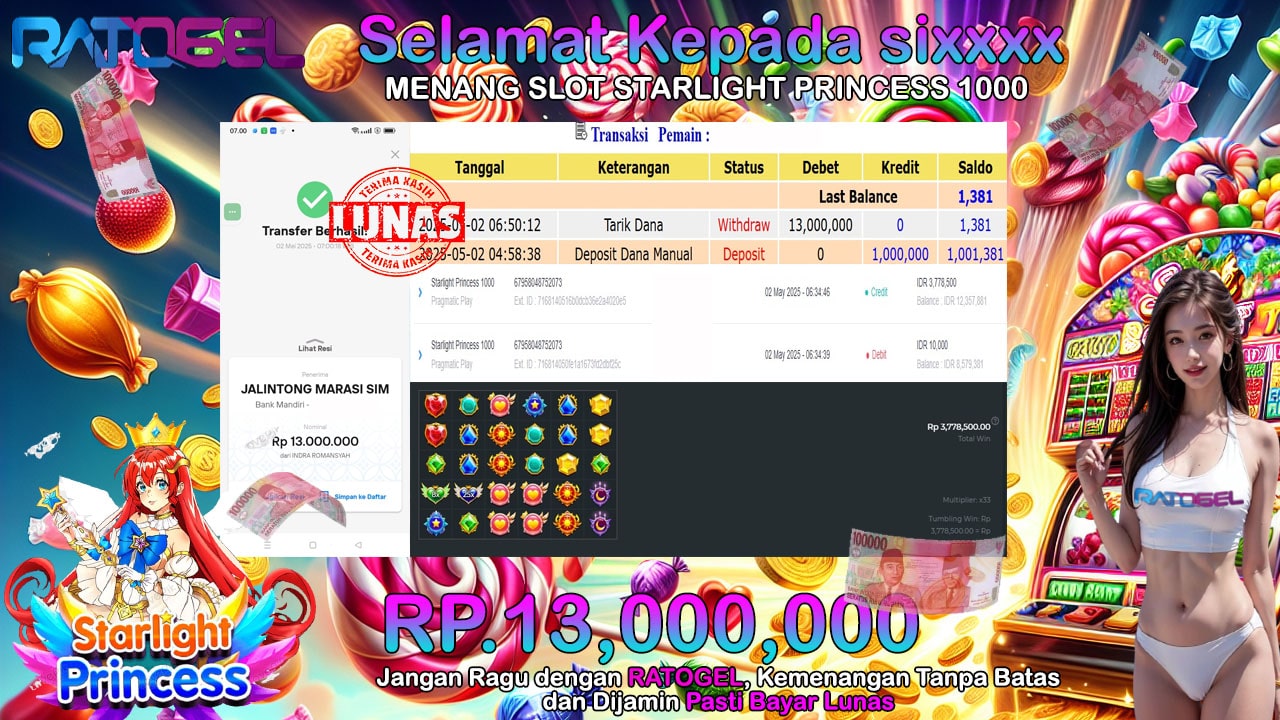 BUKTI JACKPOT SLOT STARLIGHT PRINCESS 1000 TERPERCAYA DI INDONESIA TGL 02-05-2025