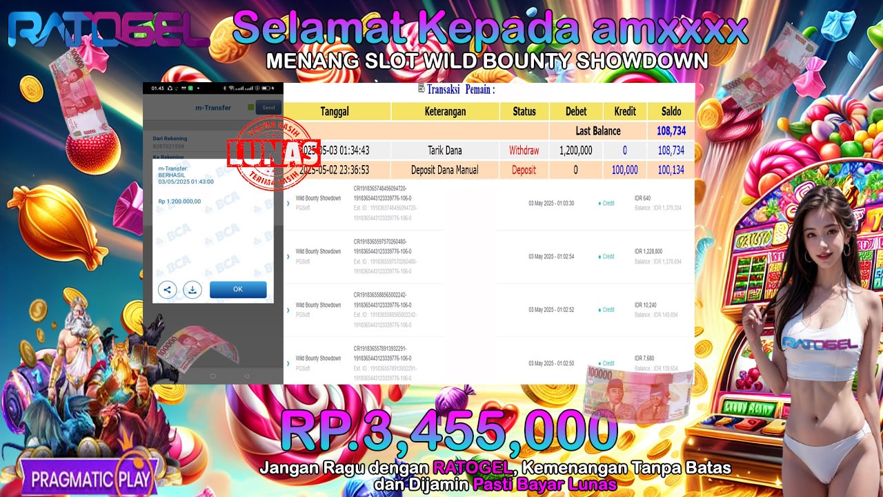 BUKTI JACKPOT SLOT WILD BOUNTY SHOWDOWN TERPERCAYA DI INDONESIA TGL 03-05-2025