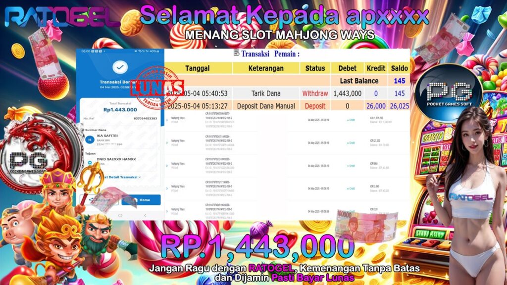 BUKTI JACKPOT SLOT MAHJONG WAYS TERPERCAYA DI INDONESIA TGL 04-05-2025