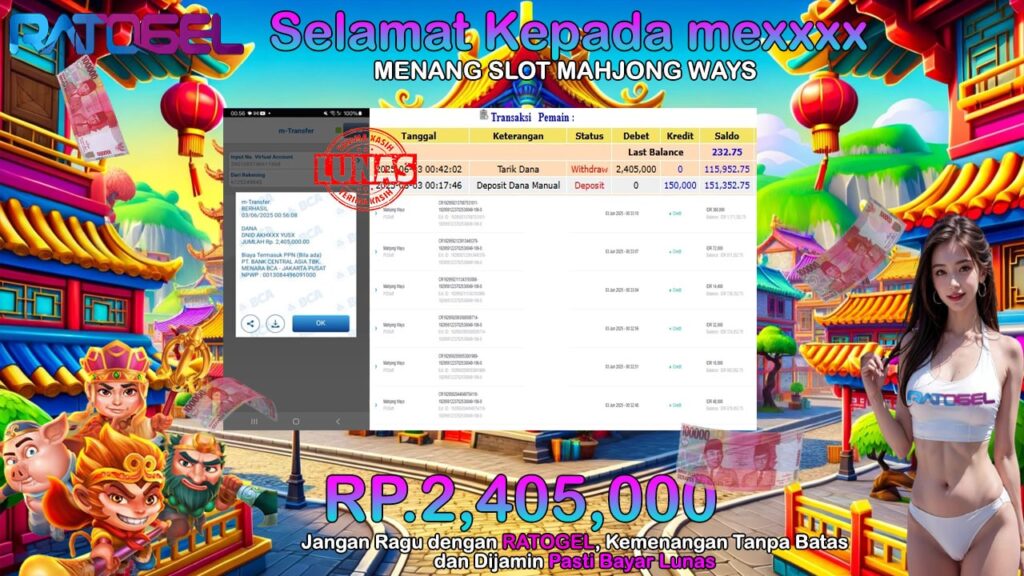 BUKTI JACKPOT SLOT MAHJONG WAYS TERPERCAYA DI INDONESIA TGL 03-06-2025