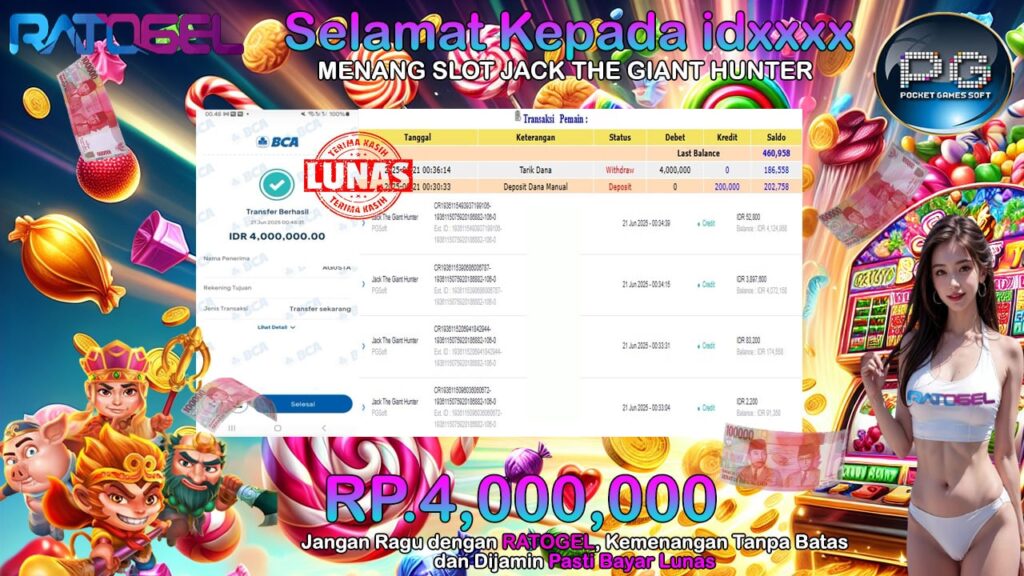BUKTI JACKPOT SLOT JACK THE GIANT HUNTER TERPERCAYA DI INDONESIA TGL 21-06-2025