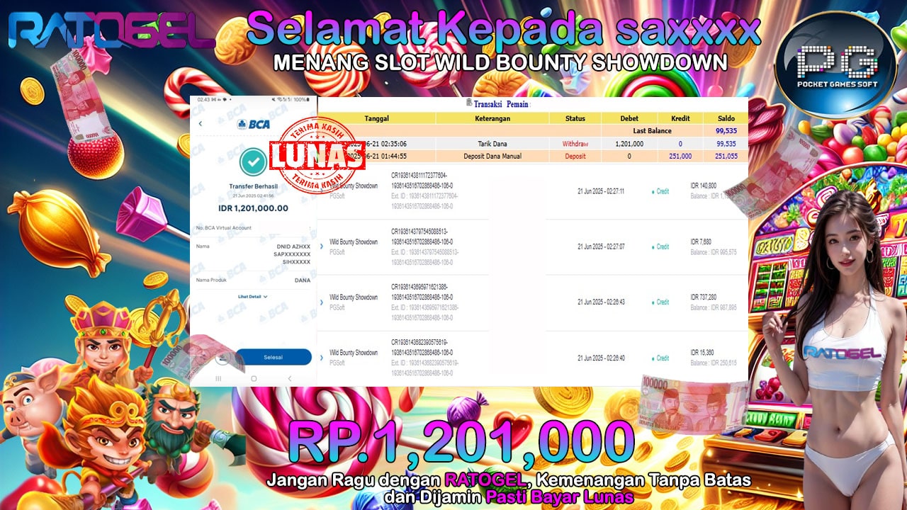 BUKTI JACKPOT SLOT WILD BOUNTY SHOWDOWN TERPERCAYA DI INDONESIA TGL 21-06-2025