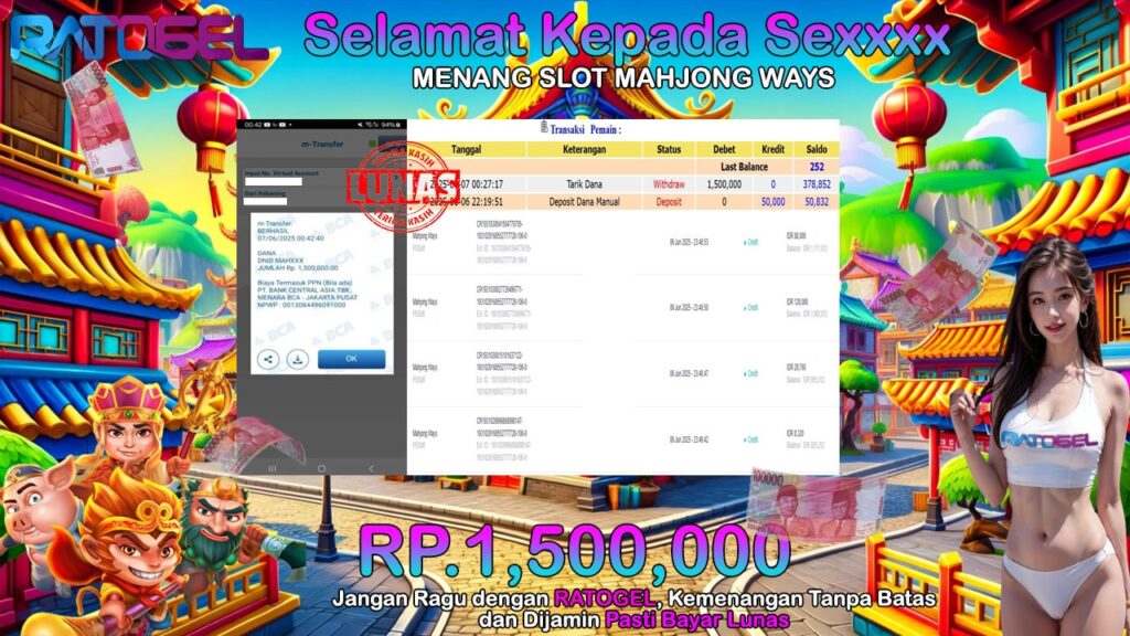 BUKTI JACKPOT SLOT MAHJONG WAYS TERPERCAYA DI INDONESIA TGL 07-06-2025