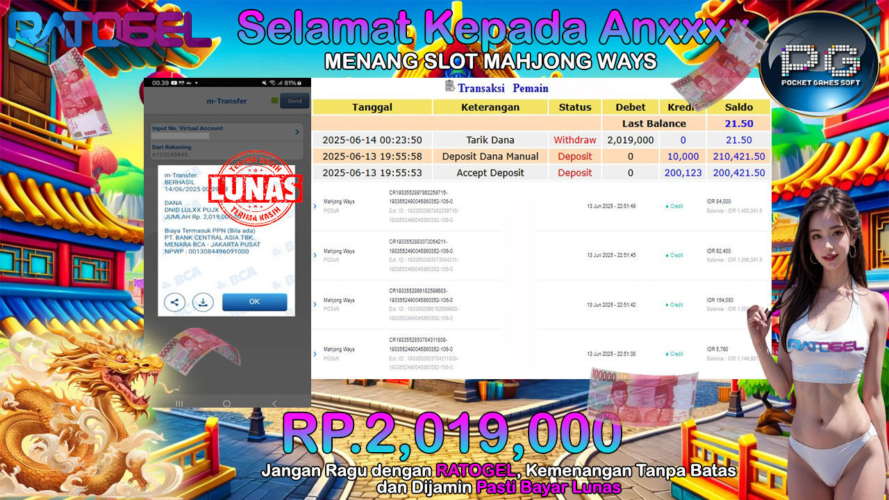 BUKTI JACKPOT MAHJONG WAYS 2 TERPERCAYA DI INDONESIA TGL 14-06-2025