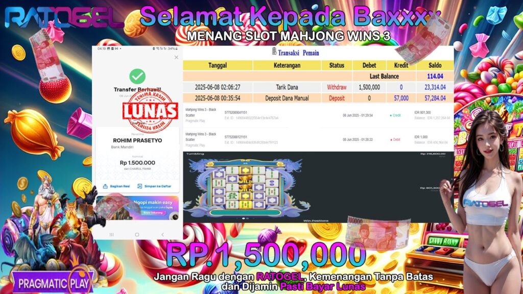BUKTI JACKPOT SLOT MAHJONG WINS 3 TERPERCAYA DI INDONESIA TGL 08-06-2025