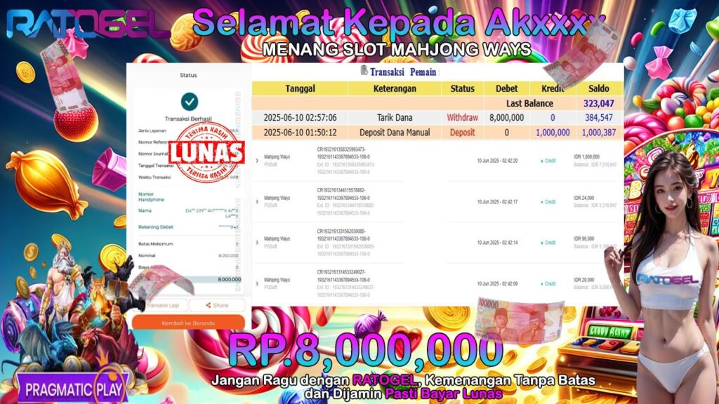 BUKTI JACKPOT MAHJONG WAYS TERPERCAYA DI INDONESIA TGL 10-06-2025