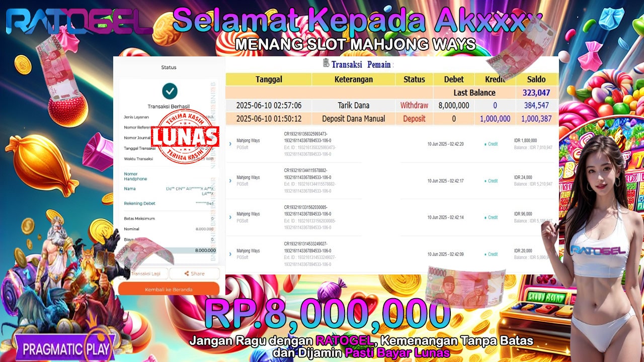 BUKTI JACKPOT MAHJONG WAYS TERPERCAYA DI INDONESIA TGL 10-06-2025