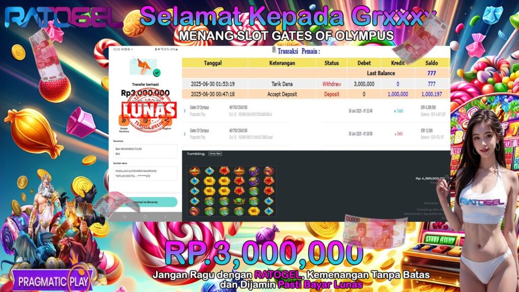 BUKTI JACKPOT SLOT GATES OF OLYMPUS TERPERCAYA DI INDONESIA TGL 30-06-2025