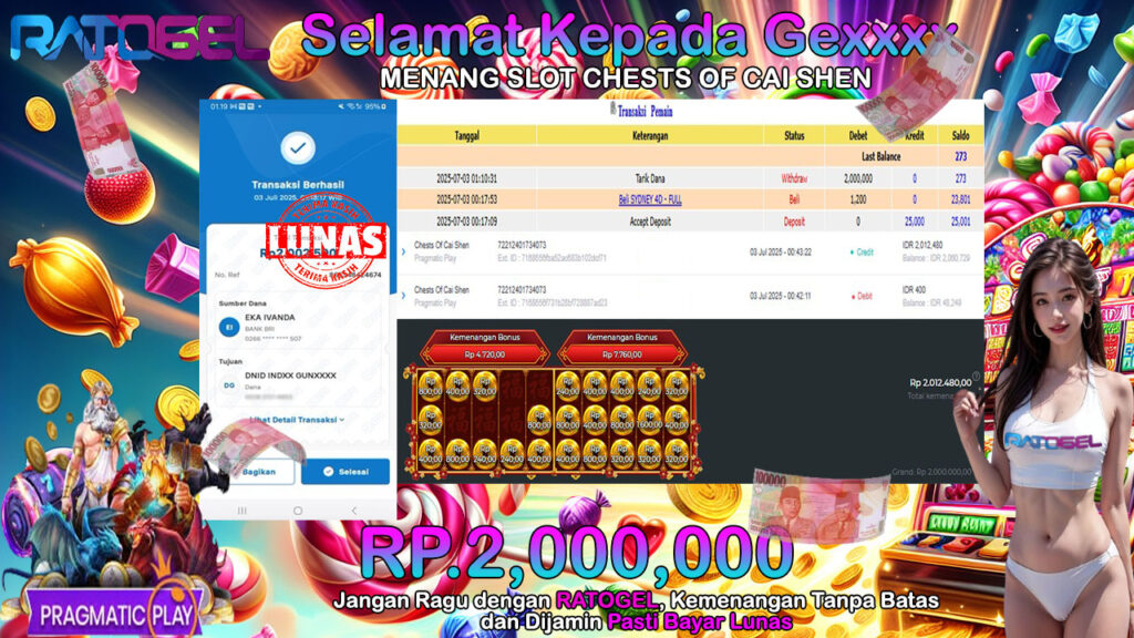BUKTI JACKPOT SLOT CHESTS OF CAI SHEN TERPERCAYA DI INDONESIA TGL 03-07-2025