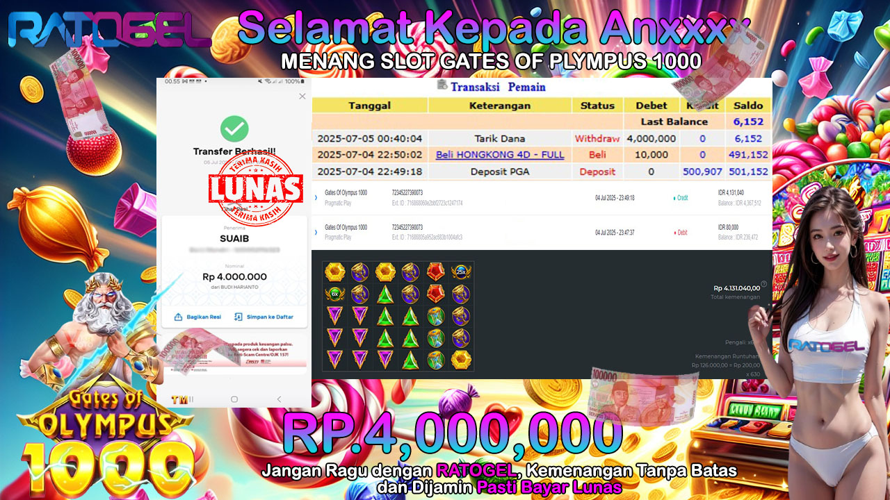BUKTI JACKPOT SLOT GATES OF OLYMPUS 1000 TERPERCAYA DI INDONESIA TGL 05-07-2025