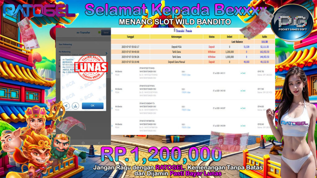 BUKTI JACKPOT SLOT WILD BANDITO TERPERCAYA DI INDONESIA TGL 07-07-2025