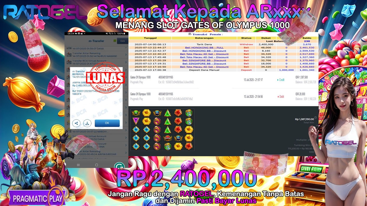 BUKTI JACKPOT SLOT GATES OF OLYMPUS 1000 TERPERCAYA DI INDONESIA TGL 14-07-2025