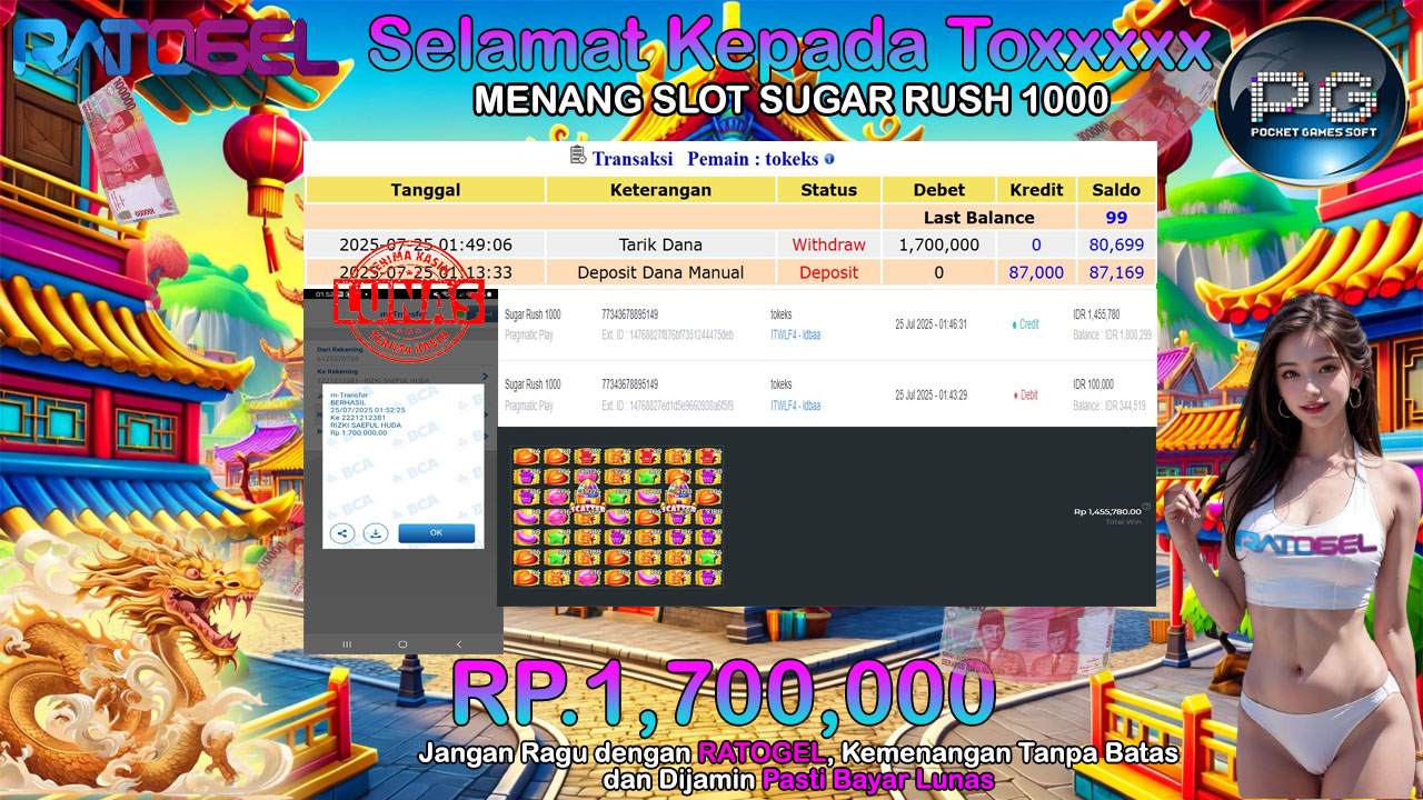 BUKTI JACKPOT SLOT SUGAR RUSH 1000 TERPERCAYA DI INDONESIA TGL 25-07-2025