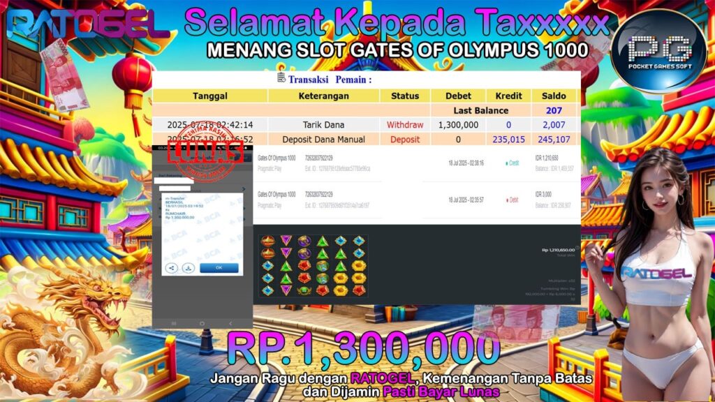 BUKTI JACKPOT SLOT GATES OF OLYMPUS 1000 TERPERCAYA DI INDONESIA TGL 18-07-2025
