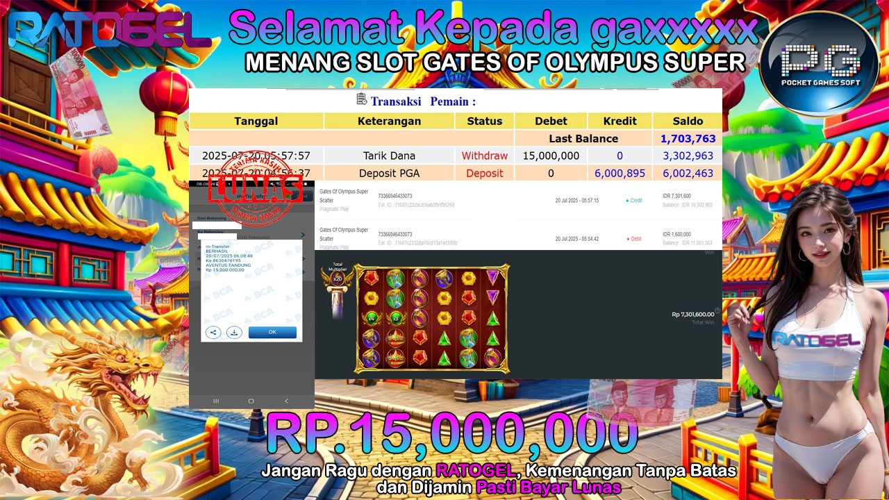 BUKTI JACKPOT SLOT GATES OF OLYMPUS SUPER SCATER TERPERCAYA DI INDONESIA TGL 20-07-2025