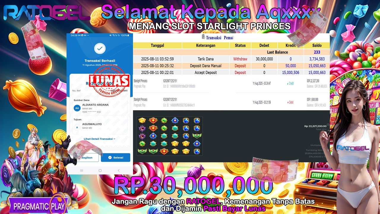 BUKTI JACKPOT SLOT STARLIGHT PRINCESS TERPERCAYA DI INDONESIA TGL 11-08-2025