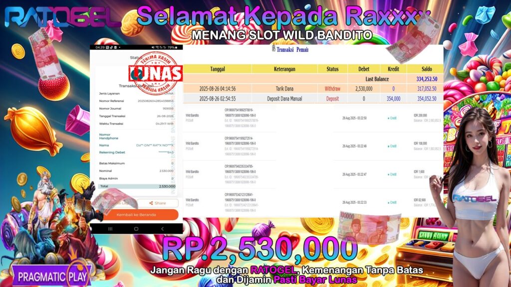 BUKTI JACKPOT SLOT WILD BANDITO TERPERCAYA DI INDONESIA TGL 26-08-2025
