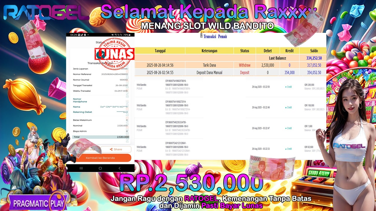 BUKTI JACKPOT SLOT WILD BANDITO TERPERCAYA DI INDONESIA TGL 26-08-2025