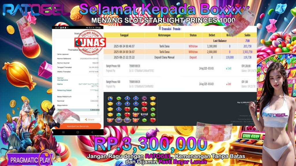BUKTI JACKPOT SLOT STARLIGHT PRINCES 1000 TERPERCAYA DI INDONESIA TGL 24-08-2025