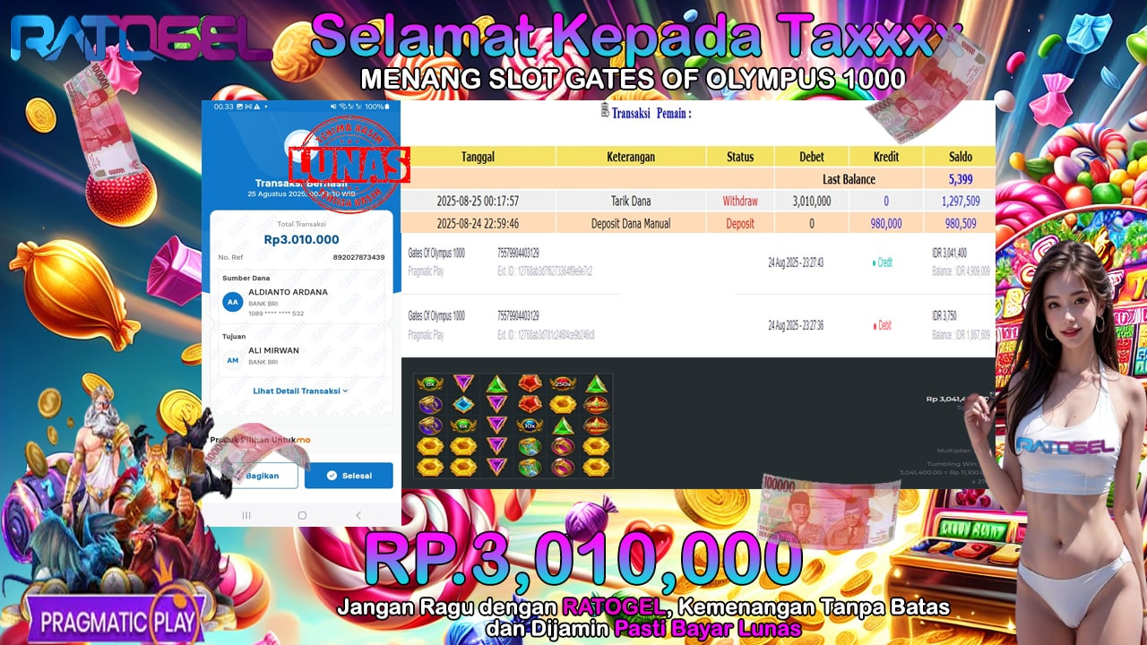 BUKTI JACKPOT SLOT GATES OF OLYMPUS 1000 TERPERCAYA DI INDONESIA TGL 25-08-2025