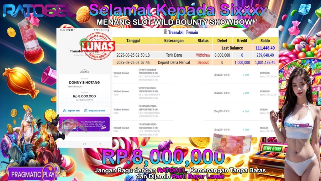 BUKTI JACKPOT SLOT WILD BOUNTY SHOWDOWN TERPERCAYA DI INDONESIA TGL 25-08-2025