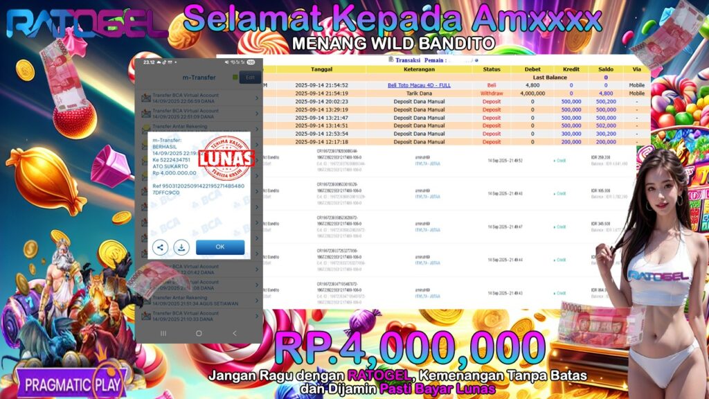 BUKTI JACKPOT SLOT WILD BANDITO TERPERCAYA DI INDONESIA TGL 14-09-2025