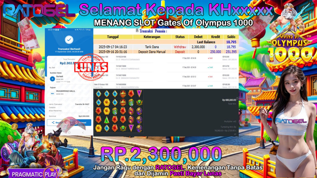 BUKTI JACKPOT SLOT GATES OF OLYMPUS 1000 TERPERCAYA DI INDONESIA TGL 17-09-2025