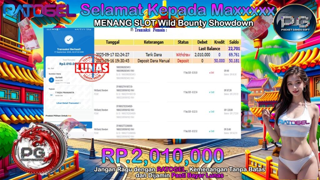 BUKTI JACKPOT SLOT WILD BOUNTY SHOWDOWN TERPERCAYA DI INDONESIA TGL 17-09-2025