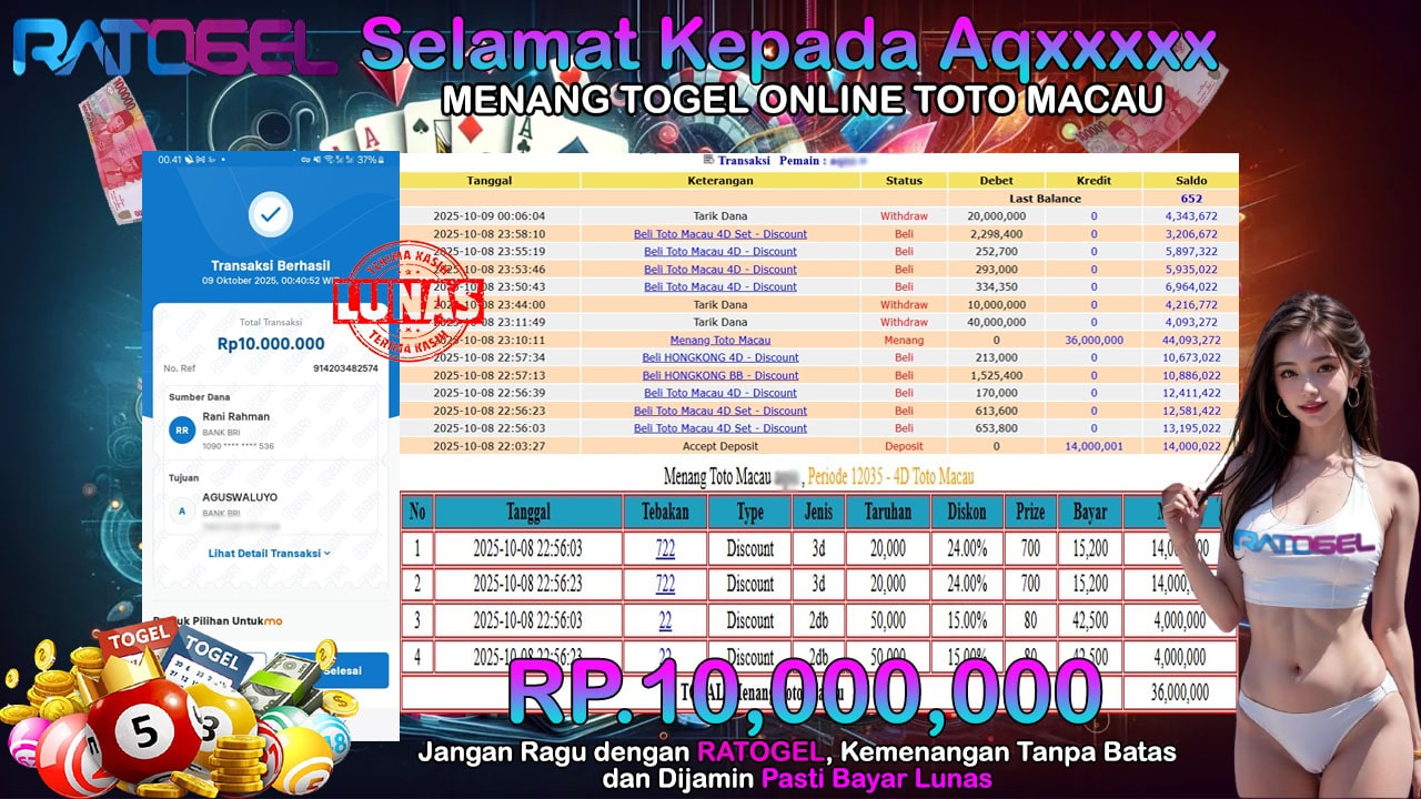 BUKTI JACKPOT TOGEL ONLINE TOTO MACAU TERPERCAYA DI INDONESIA TGL 09-10-2025