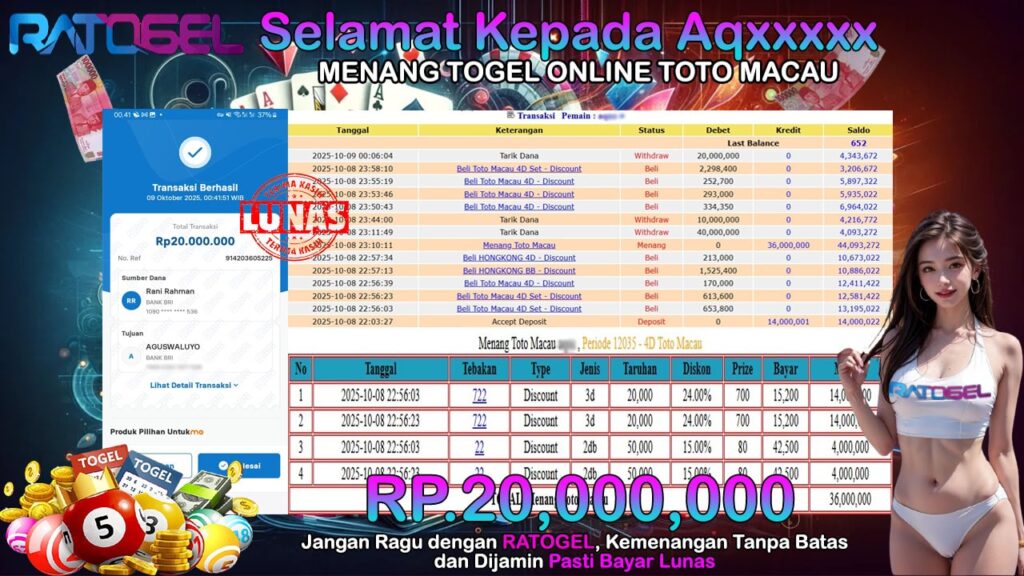 BUKTI JACKPOT TOGEL ONLINE TOTO MACAU TERPERCAYA DI INDONESIA TGL 09-10-2025