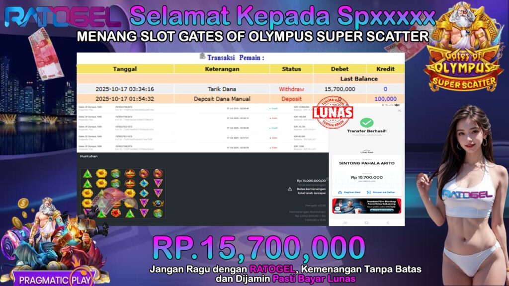BUKTI JACKPOT SLOT GATES OF OLYMPUS SUPER SCATTER TERPERCAYA DI INDONESIA TGL 17-10-2025