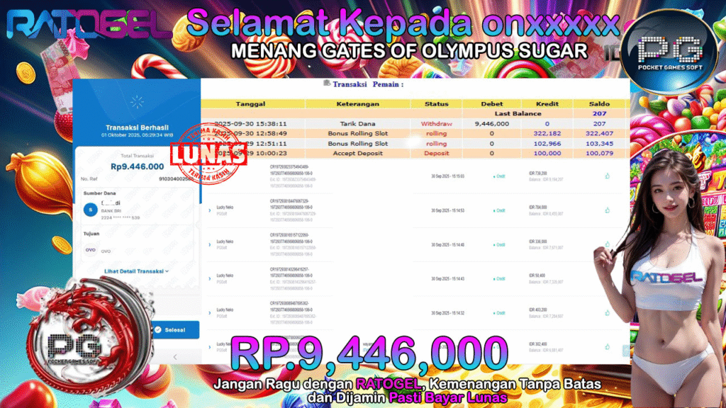BUKTI JACKPOT SLOT PG SOFT LUCKY NECKO TERPERCAYA DI INDONESIA TGL 01-10-2025