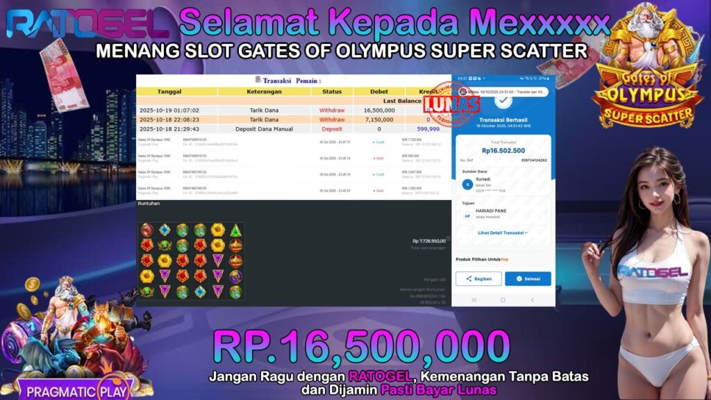 BUKTI JACKPOT SLOT GATES OF OLYMPUS SUPER SCATTER TERPERCAYA DI INDONESIA TGL 19-10-2025