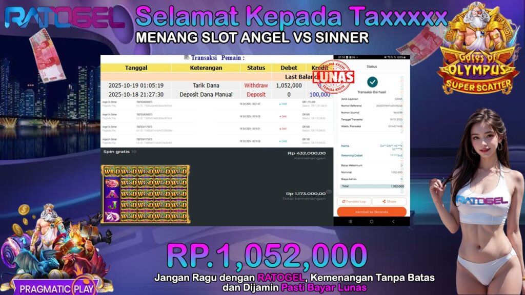 BUKTI JACKPOT SLOT ANGEL VS SINNER TERPERCAYA DI INDONESIA TGL 19-10-2025