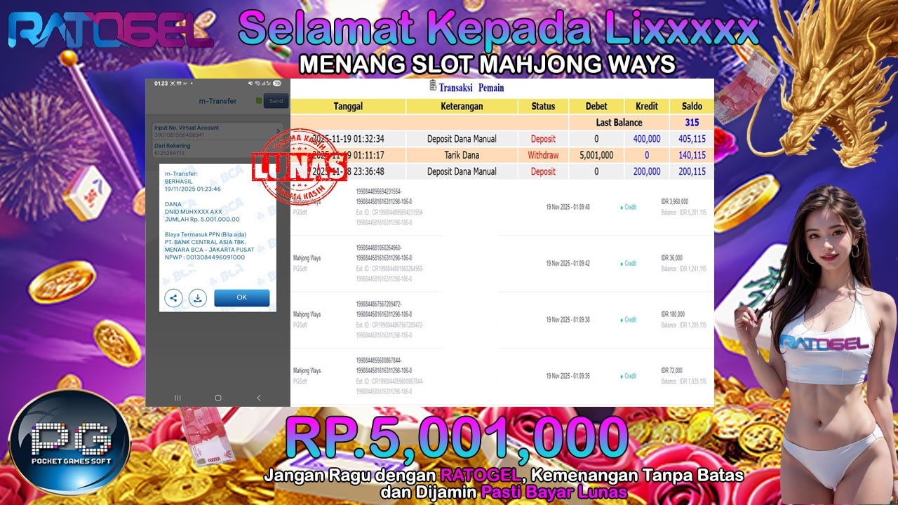 BUKTI JACKPOT MAHJONG WAYS TERPERCAYA DI INDONESIA TGL 19-11-2025
