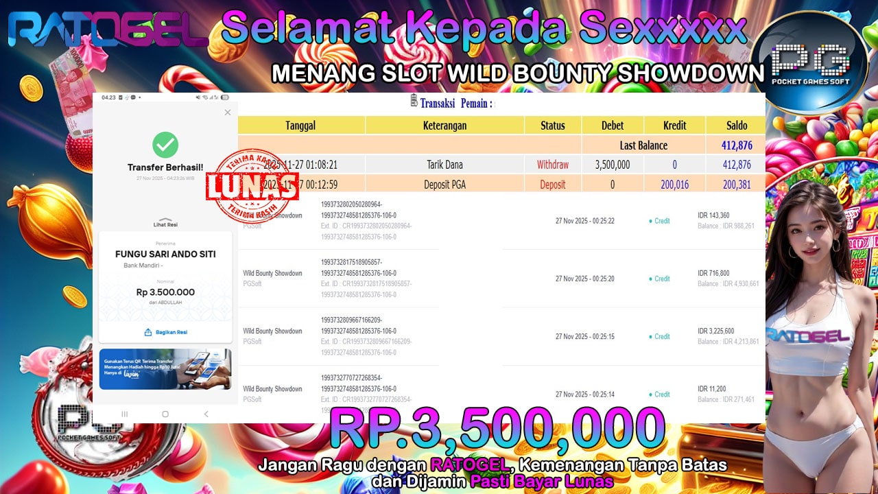 BUKTI JACKPOT SLOT WILD BOUNTY SHOWDOWN TERPERCAYA DI INDONESIA TGL 27-11-2025