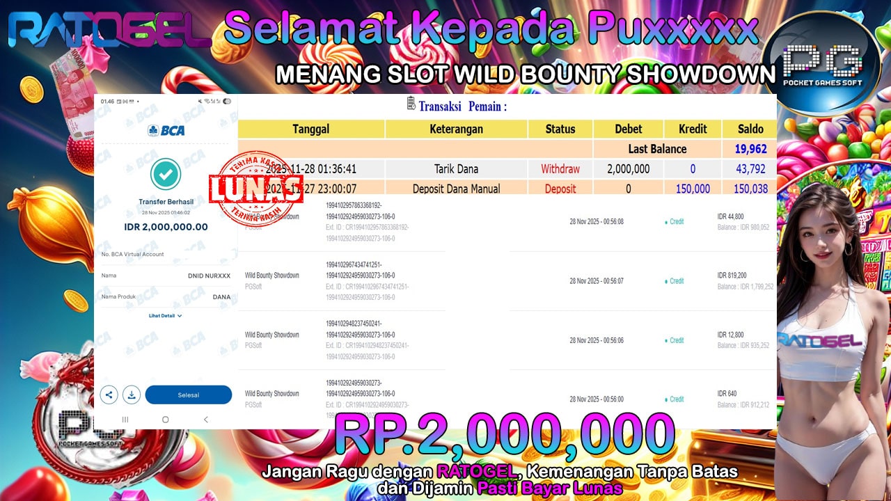 BUKTI JACKPOT SLOT WILD BOUNTY SHOWDOWN TERPERCAYA DI INDONESIA TGL 28-11-2025