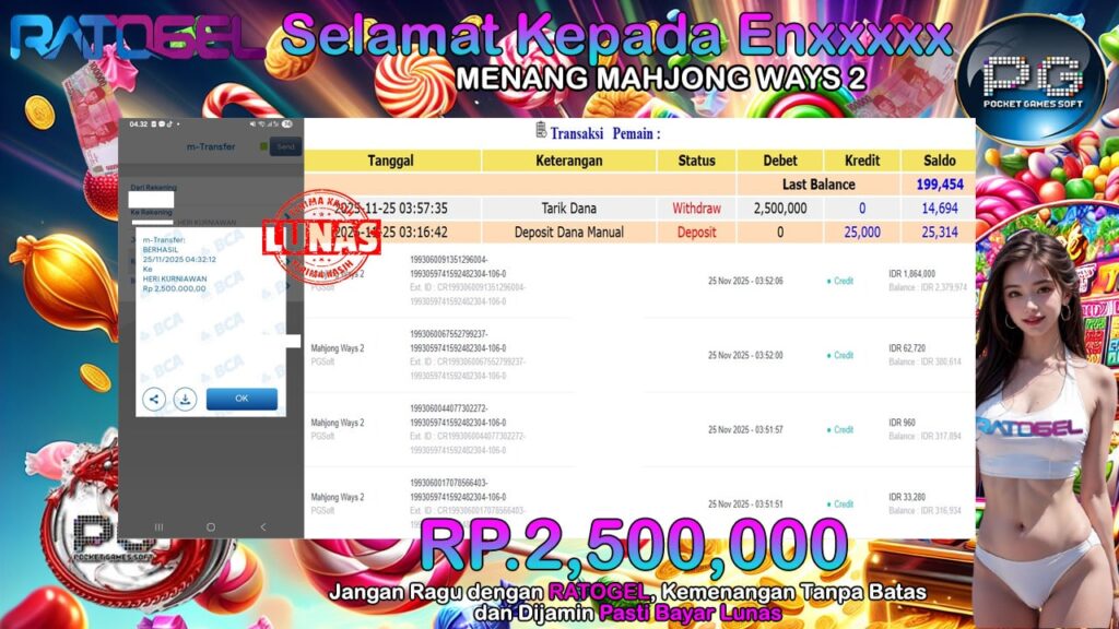 BUKTI JACKPOT SLOT MAHJONG WAYS 2 TERPERCAYA DI INDONESIA TGL 25-11-2025