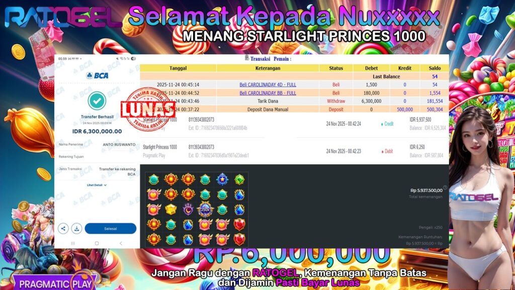 BUKTI JACKPOT SLOT STARLIGHT PRINCES 1000 TERPERCAYA DI INDONESIA TGL 24-11-2025