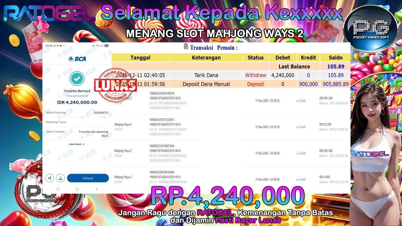 BUKTI JACKPOT SLOT MAHJONG WAYS 2 TERPERCAYA DI INDONESIA TGL 11-12-2025